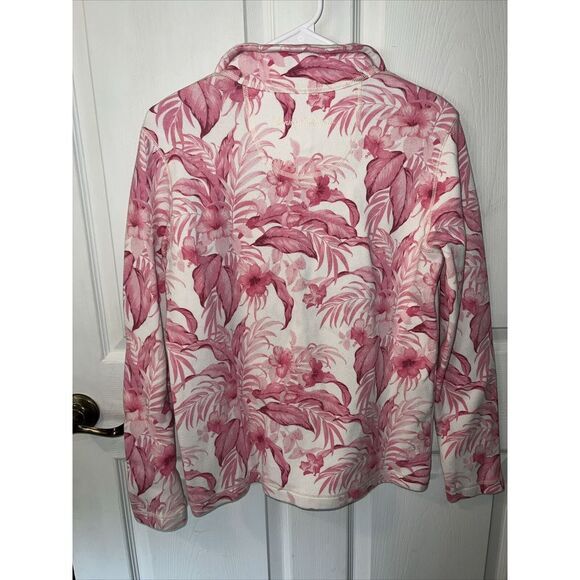 Tommy Bahama Pink Tropical Floral 1/4 Zip Up Pullover Jacket Women's Size Small - Picture 3 of 7